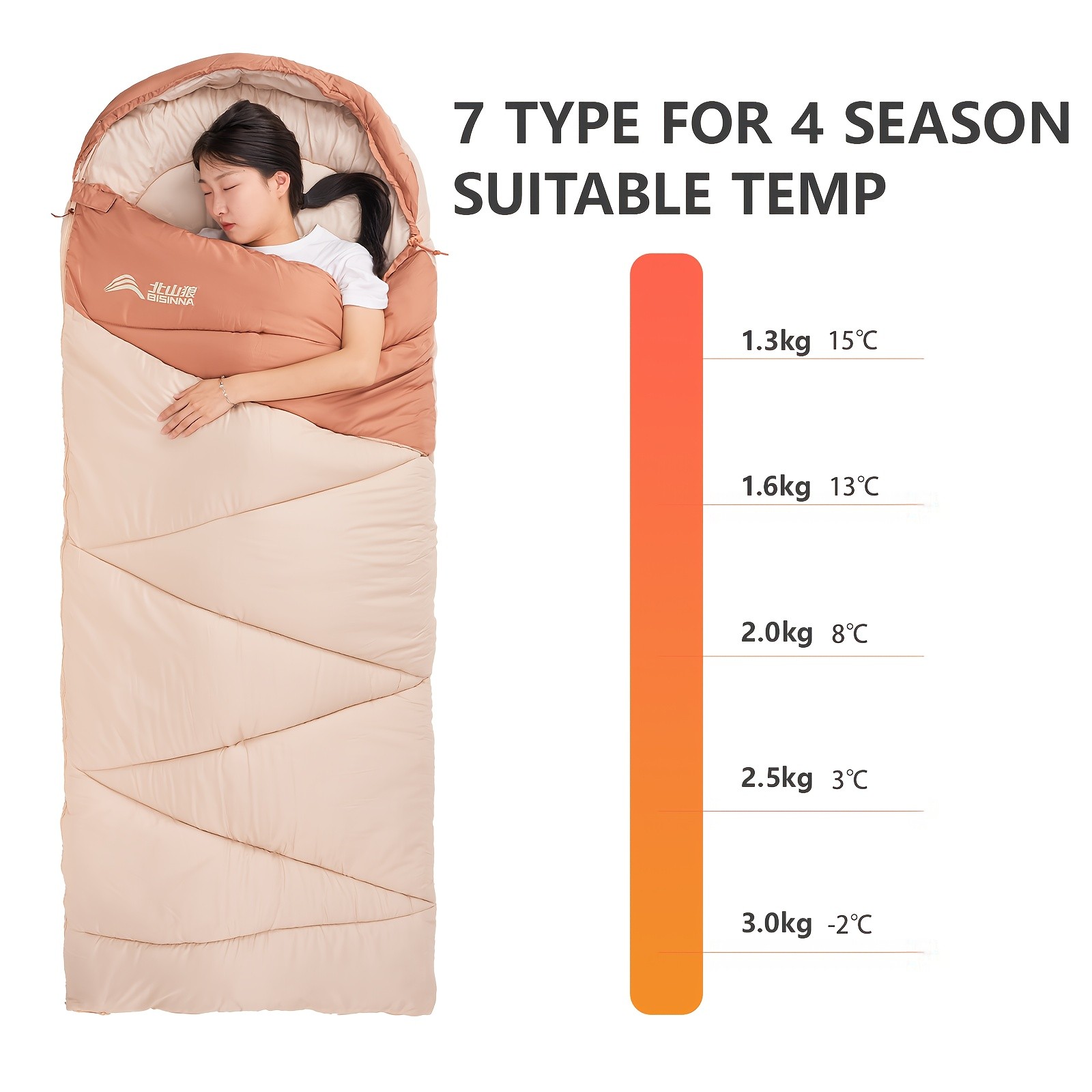 BISINNA Cold-Weather Half Sleeping Bag  Thickened Portable Winter Outdoor Bag