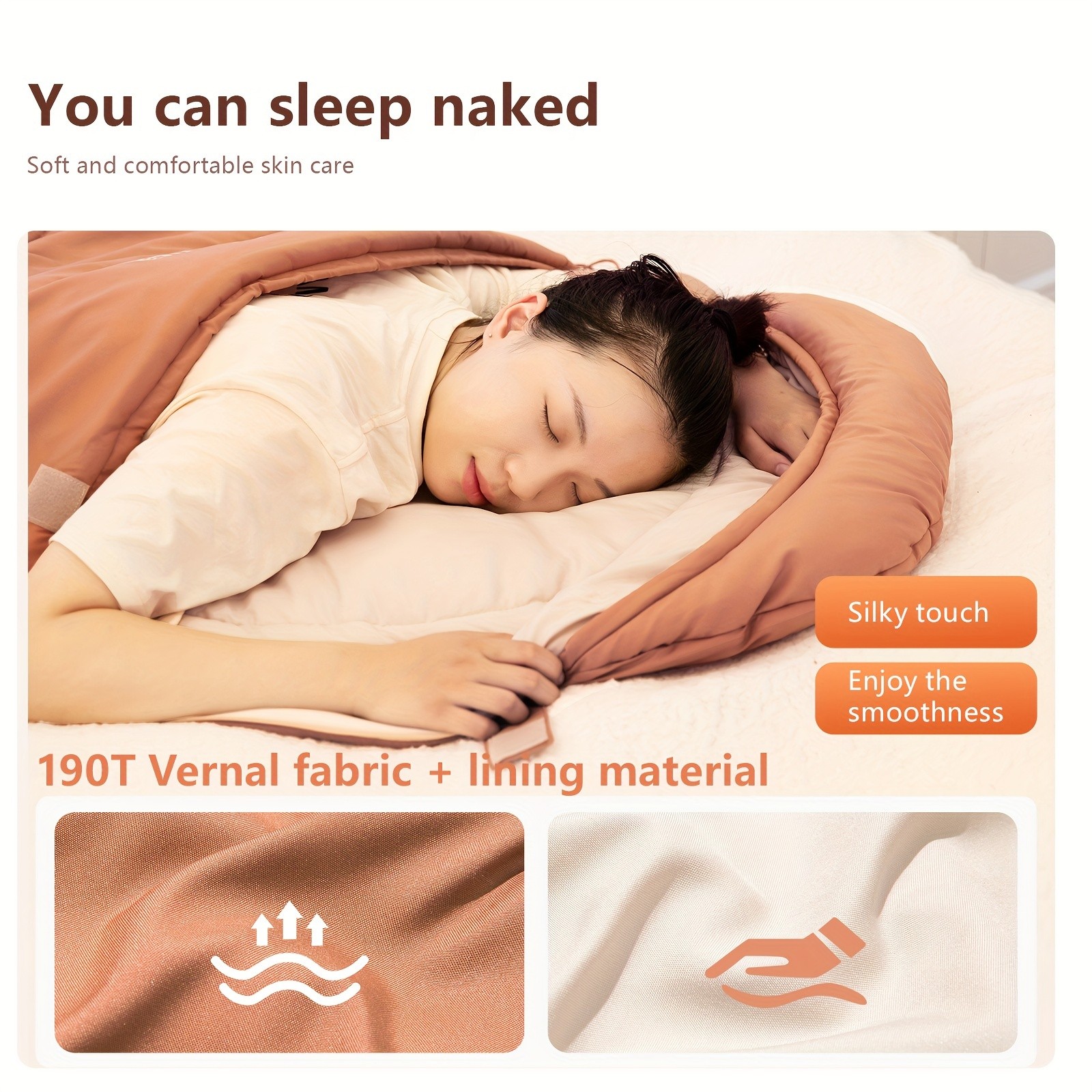 BISINNA Thickened Oval Quilt Sleeping Bag Warm Synthetic Fiber Outdoor Camping Bag with Hood