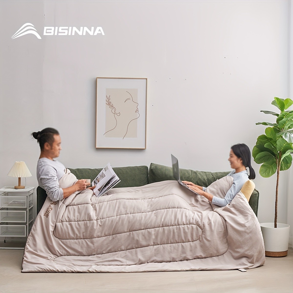 BISINNA XXL Double Sleeping Bag  Thickened All-Season Warm 2-Person Camping Bag