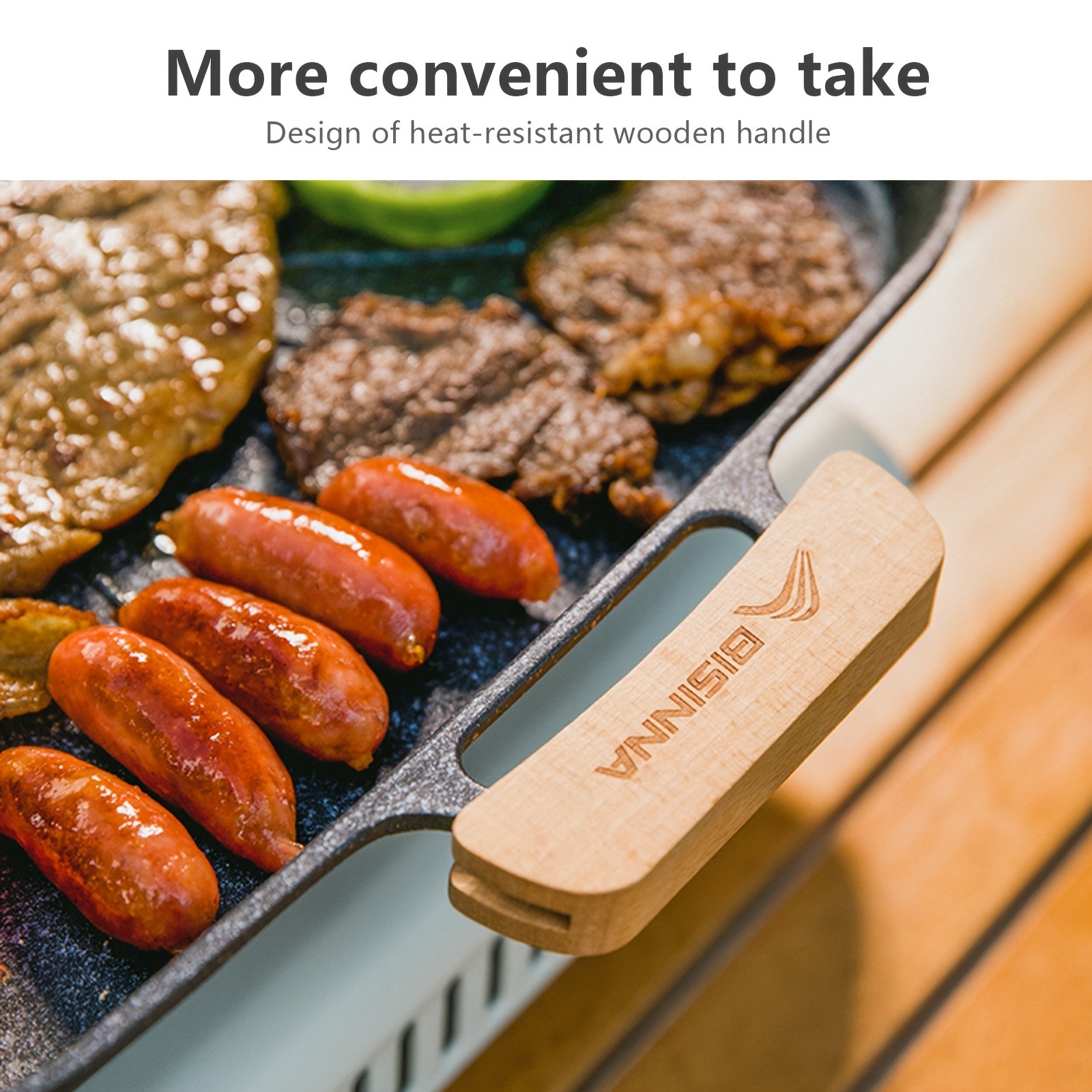 BISINNA Large Square Camping Frying Pan  Durable Aluminum Outdoor Cookware