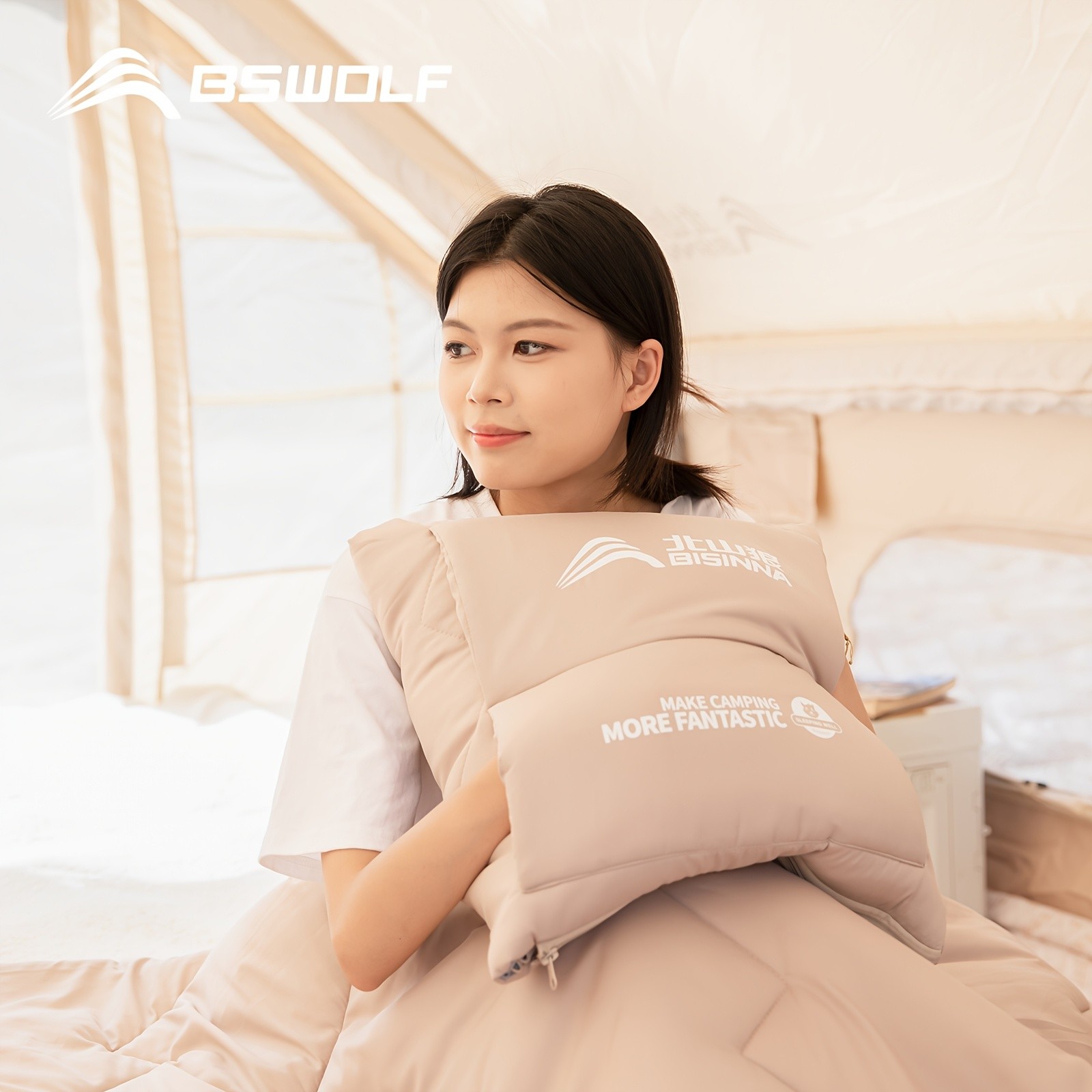 BISINNA 2-in-1 Sleeping Bag & Pillow  Lightweight Portable Polyester Travel Bag