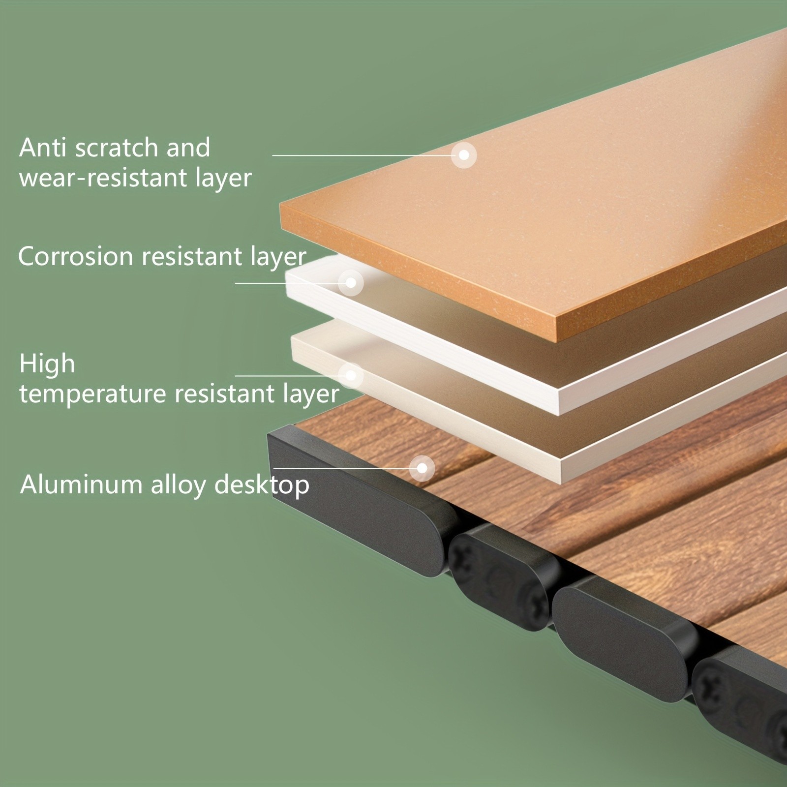 BISINNA Adjustable Aluminum Folding Table  Minimalist Rollable Outdoor Camp Table (Brown)