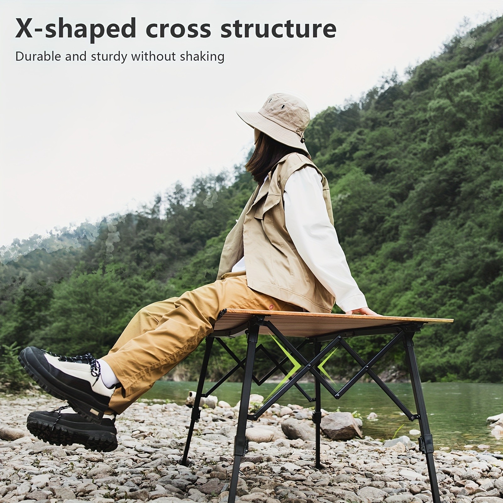 BISINNA Adjustable Aluminum Folding Table  Minimalist Rollable Outdoor Camp Table (Brown)