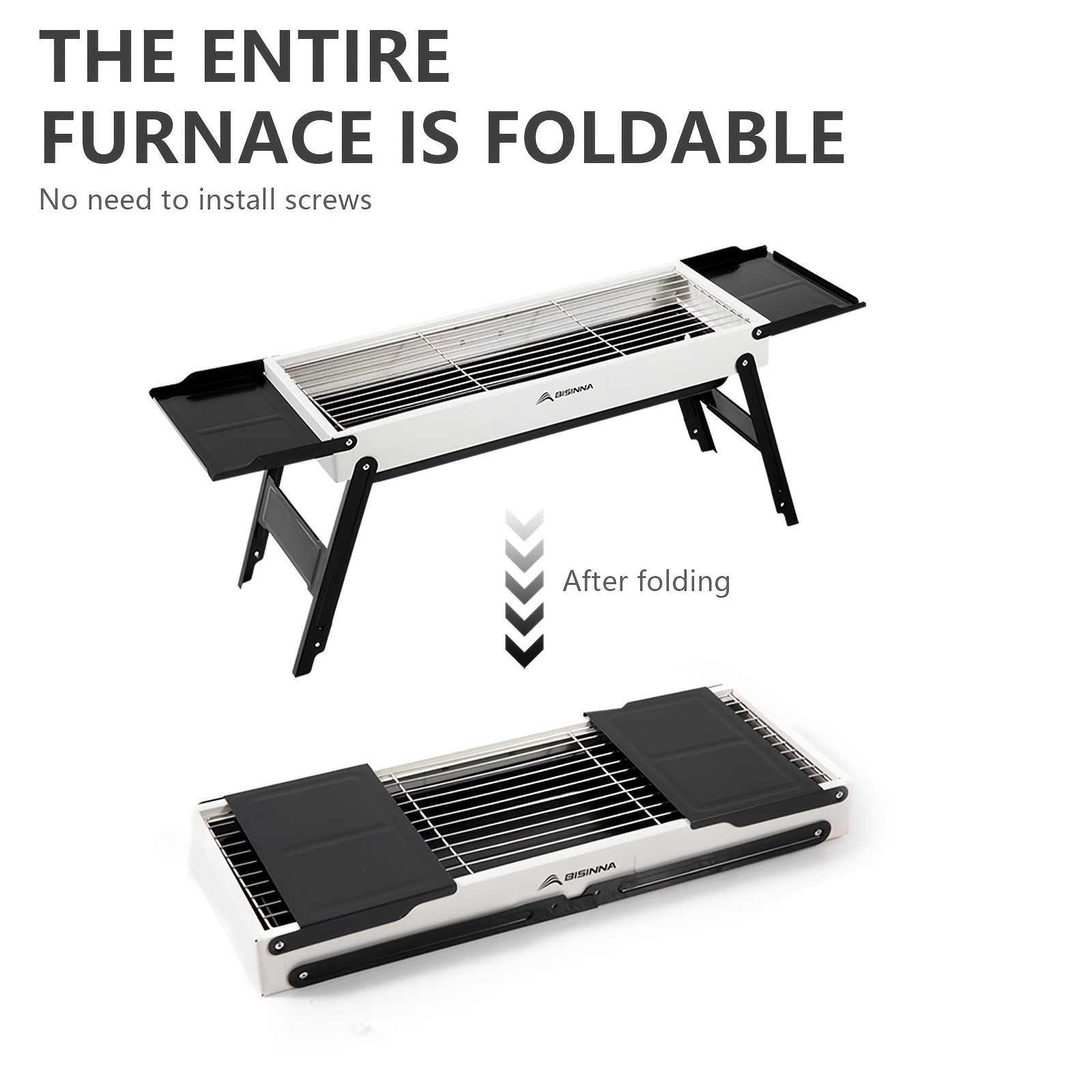 BISINNA Portable Charcoal BBQ Grill  Foldable Tabletop Outdoor Camping Barbecue