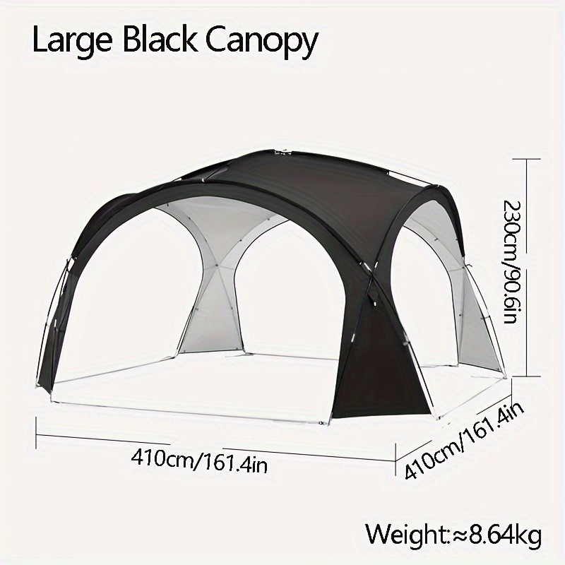 BISINNA XL Outdoor Canopy Awning  Heavy-Duty UV-Proof Tunnel Shade Shelter (Black)