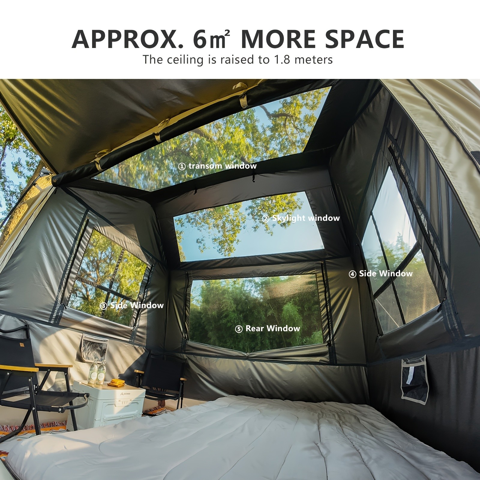 BISINNA Quick-Open Roof Canopy Tent 2-in-1 Sunproof Outdoor Camping Shelter