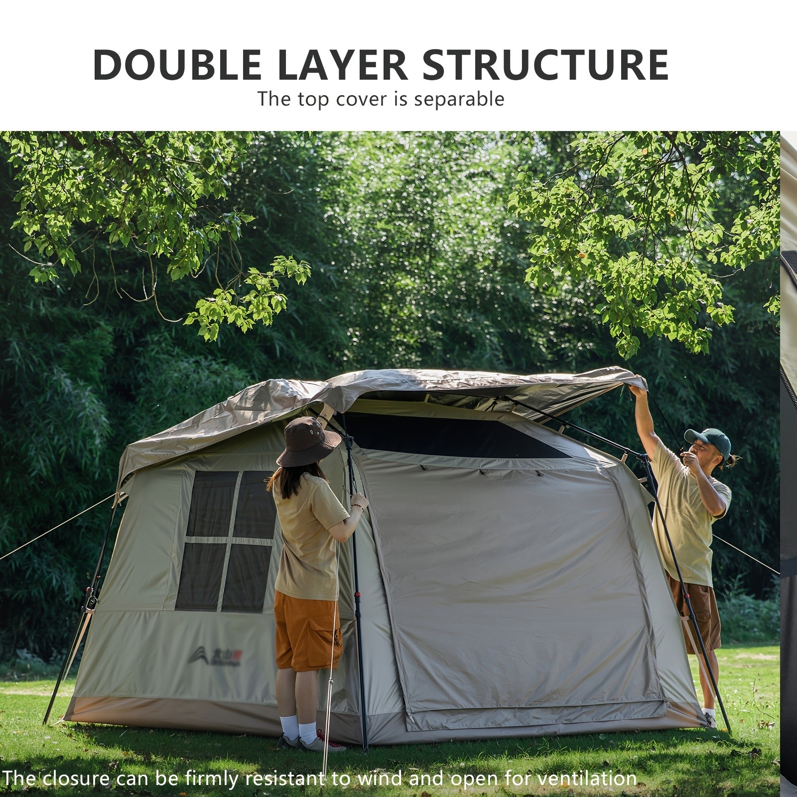 BISINNA Quick-Open Roof Canopy Tent 2-in-1 Sunproof Outdoor Camping Shelter