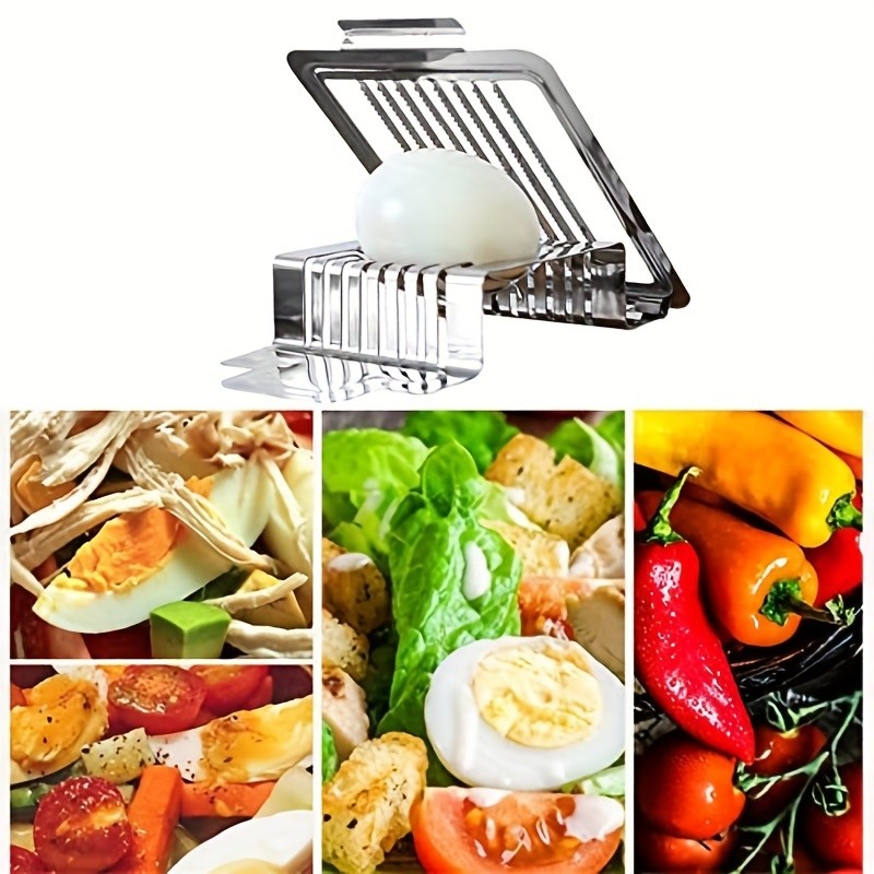 WIEZ Stainless Steel Egg Slicer & Cutter  Precision Hard-Boiled Egg and Fruit Slicing Tool for Everyday Kitchen Use