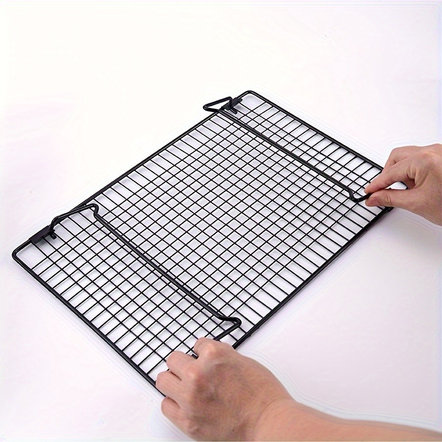 WIEZ Foldable Stainless Steel Cooling Rack  Space-Saving Black Rack for Baking, Grilling & Outdoor Cooking