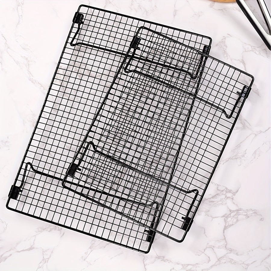 WIEZ Foldable Stainless Steel Cooling Rack  Space-Saving Black Rack for Baking, Grilling & Outdoor Cooking