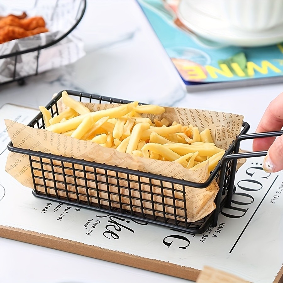 WIEZ Stainless Steel Snack & Fryer Basket  Multi-Purpose Mesh Holder for Serving, Straining & Baking