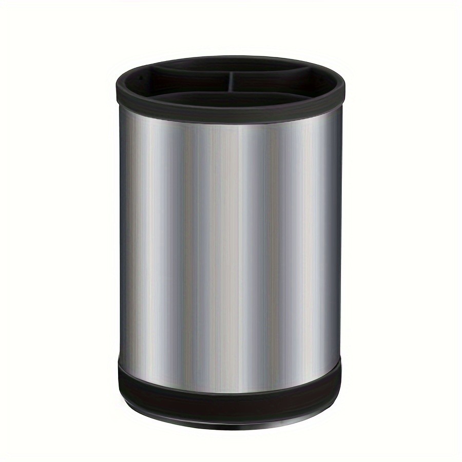 WIEZ Rotating Stainless Steel Utensil Holder 360 Cutlery & Tool Organiser with Drainage and Dividers