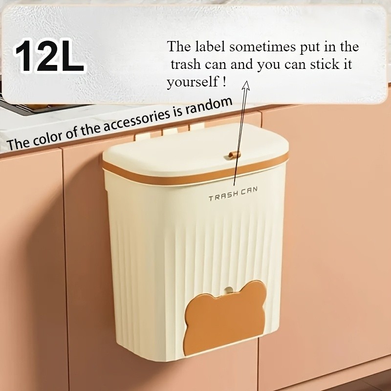 WIEZ Wall-Mounted Odor-Blocking Trash Can  Compact Rectangular Waste Bin with Removable Bag Storage Box