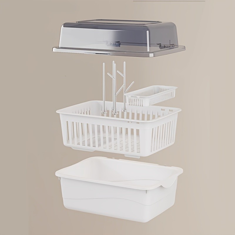 WIEZ Large-Capacity Baby Bottle Organizer  Dustproof Drainage Drying Rack & Space-Saving Storage Shelf