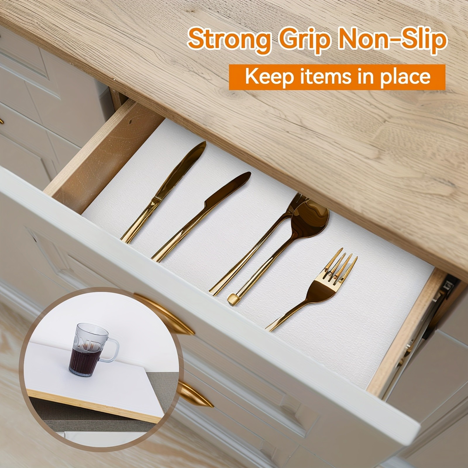 WIEZ Heavy-Duty EVA Non-Stick Drawer Liner Roll Cut-to-Fit Scratchproof Shelf & Cabinet Protector