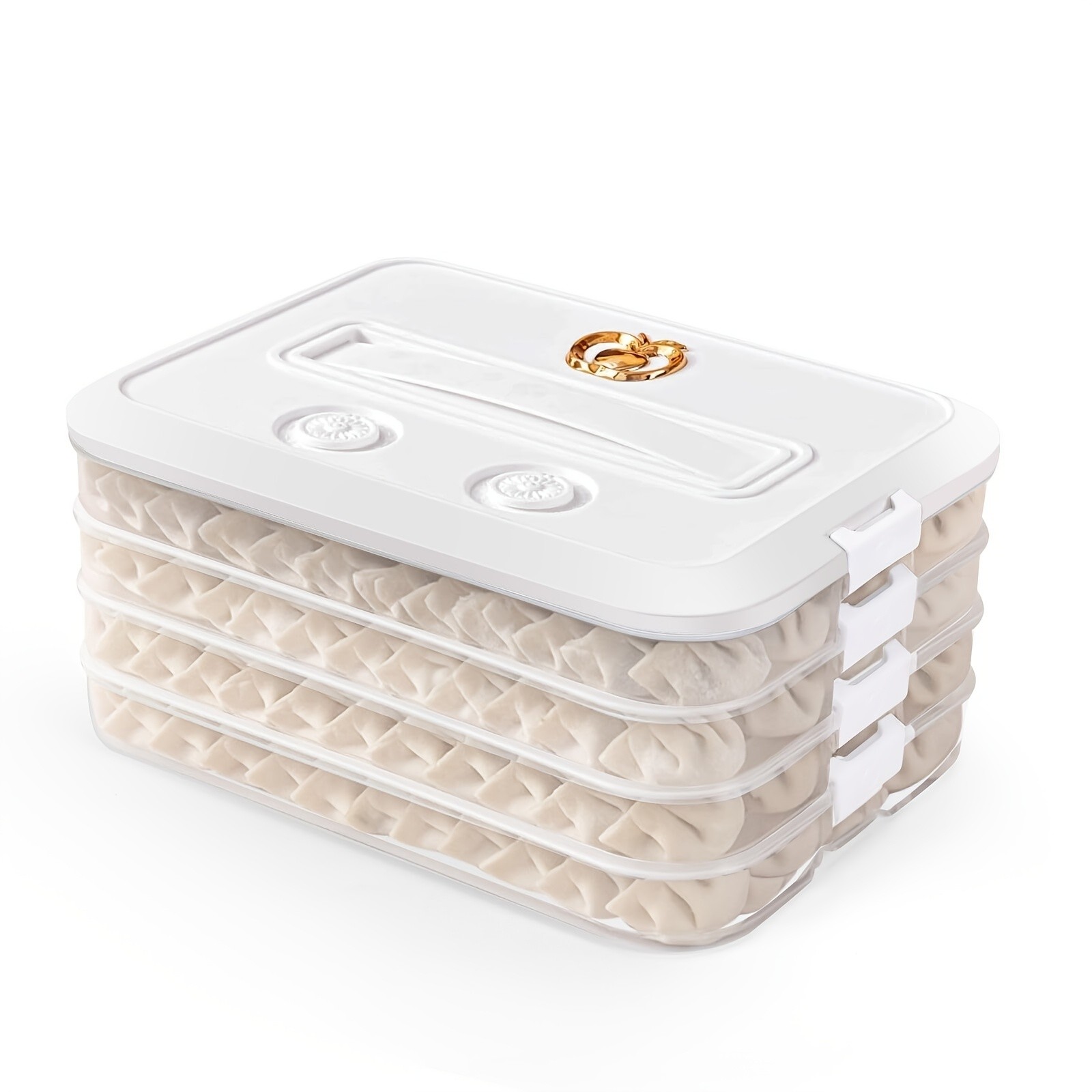 WIEZ 4-Piece Stackable Food Storage Container Set Airtight Freezer-Safe Organisers with 4-Layer Design