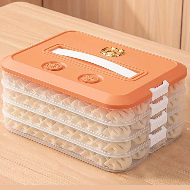 WIEZ 4-Piece Stackable Food Storage Container Set Airtight Freezer-Safe Organisers with 4-Layer Design
