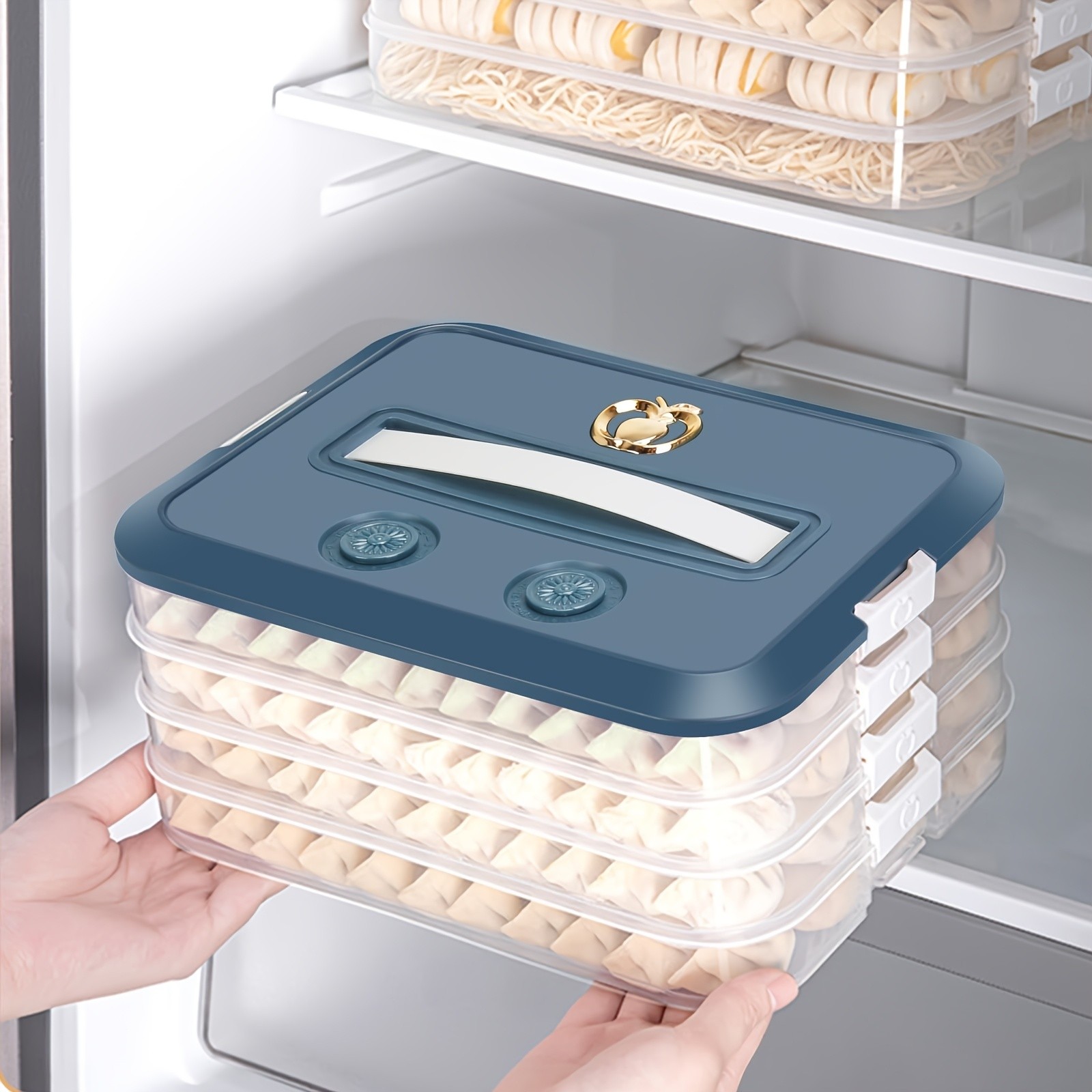 WIEZ 4-Piece Stackable Food Storage Container Set Airtight Freezer-Safe Organisers with 4-Layer Design