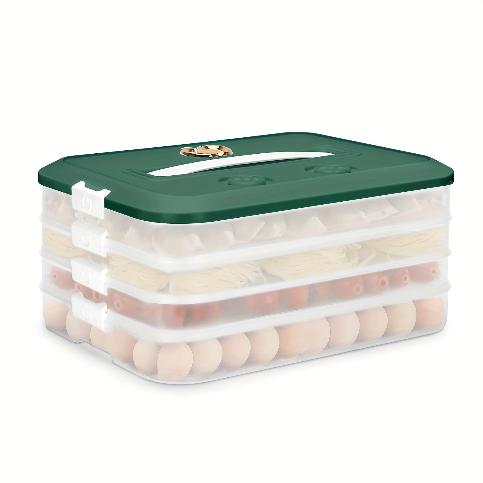 WIEZ 4-Piece Stackable Food Storage Container Set Airtight Freezer-Safe Organisers with 4-Layer Design