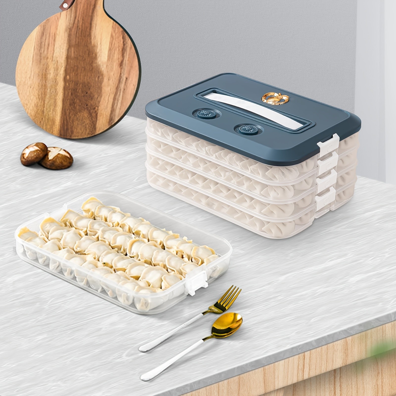 WIEZ 4-Piece Stackable Food Storage Container Set Airtight Freezer-Safe Organisers with 4-Layer Design