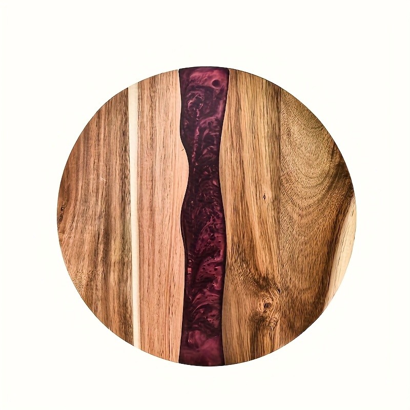 WIEZ Acacia Wood Round Cutting Board Natural Food-Safe Serving & Grilling Tray for Home and Restaurant Use