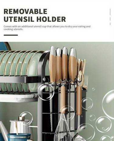 WIEZ 2-Layer / 3-Layer Dish Drying Rack  Space-Saving Metal Kitchen Organizer