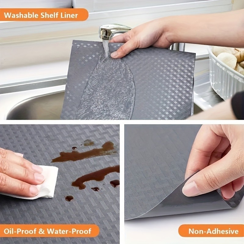 WIEZ Thickened EVA Non-Slip Liner Roll  Washable Oil-Resistant Shelf & Drawer Mat for Kitchen Storage