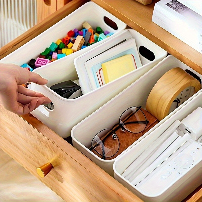 WIEZ Heavy-Duty 12-Piece Plastic Storage Box Set Stackable Clear-Front Organizers with Handles for Home & Office