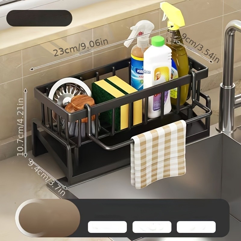 WIEZ Multifunctional Plastic Kitchen Storage Box Durable Space-Saving Organizer for Sponges, Cloths & Cleaning Supplies