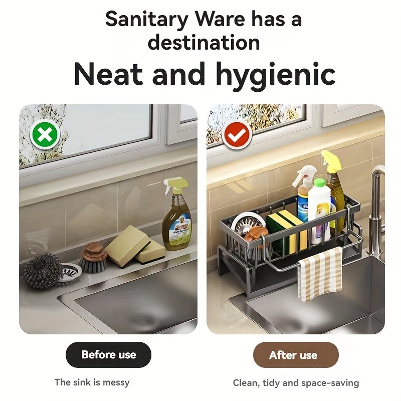 WIEZ Multifunctional Plastic Kitchen Storage Box Durable Space-Saving Organizer for Sponges, Cloths & Cleaning Supplies