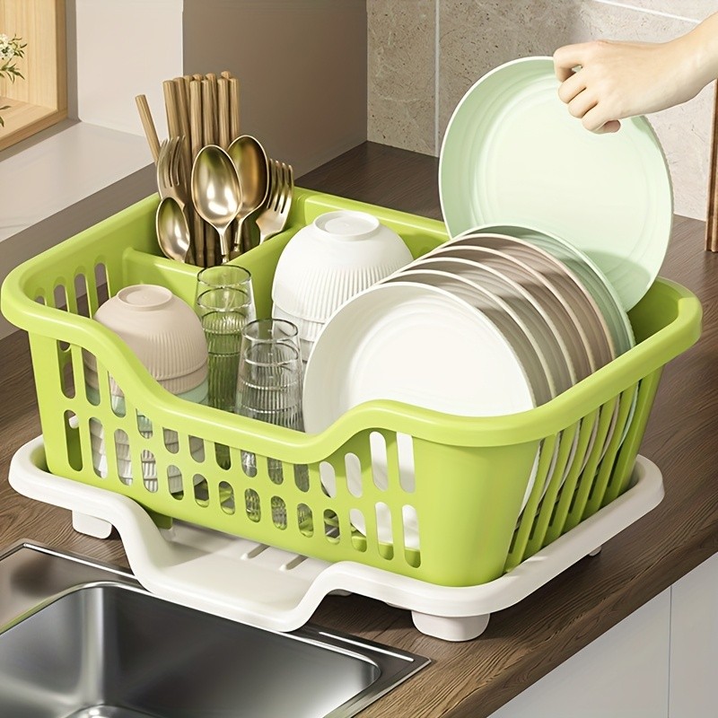WIEZ Plastic Dish Rack Cabinet Space-Saving Drainage Organizer for Bowls, Cups, Plates & Utensils