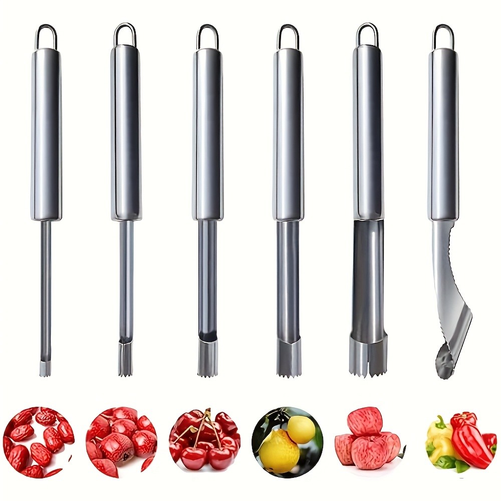 WIEZ 6-Piece Stainless Steel Fruit & Vegetable Corer Set  Durable Multi-Tool Kit for Apples, Pears & Peppers
