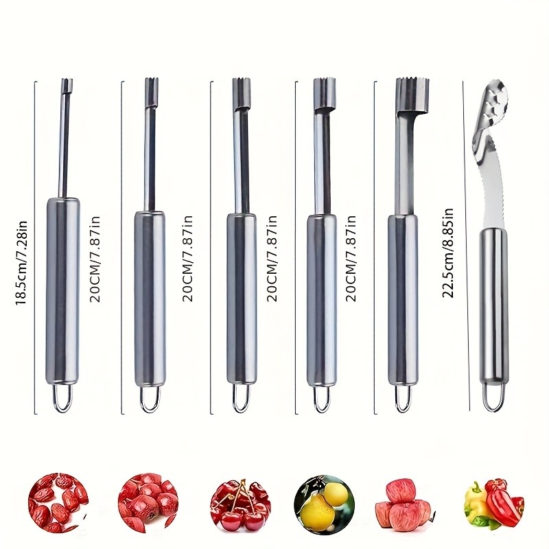WIEZ 6-Piece Stainless Steel Fruit & Vegetable Corer Set  Durable Multi-Tool Kit for Apples, Pears & Peppers