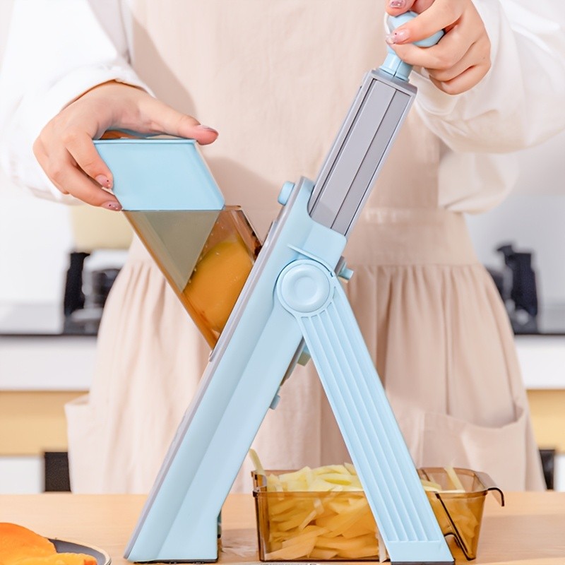 WIEZ 5-in-1 Manual Vegetable Chopper & Adjustable Slicer  Stainless Steel Blade Prep Tool for Fast Daily Cooking