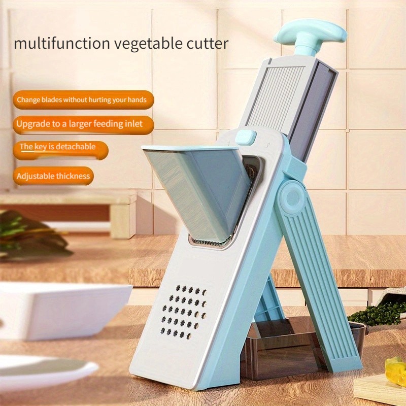 WIEZ 5-in-1 Manual Vegetable Chopper & Adjustable Slicer  Stainless Steel Blade Prep Tool for Fast Daily Cooking