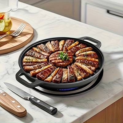 PMMJ Cast Iron Multi-Function Griddle Skillet  Heavy-Duty Non-Stick Pan