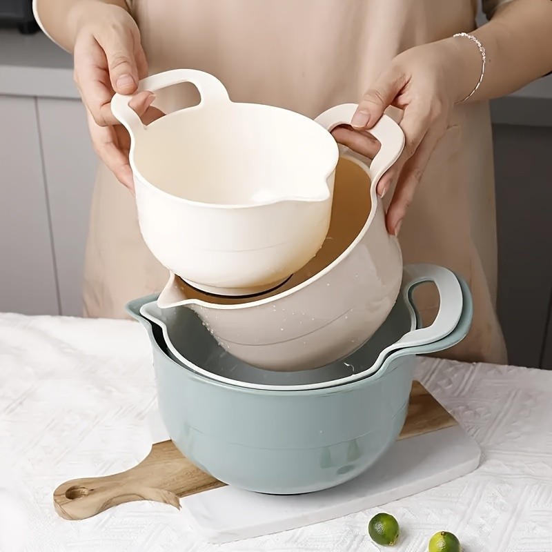 WIEZ 4-Piece Plastic Mixing Bowl Set  Non-Slip Multipurpose Prep Bowls for Salads, BBQ, Fruits & Veggies