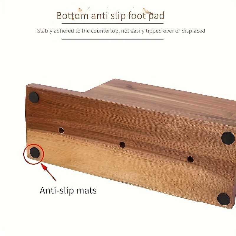 WIEZ Double-Sided Magnetic Acacia Knife Block  Enhanced Magnetic Strip Countertop Organizer for Safe, Space-Saving Storage