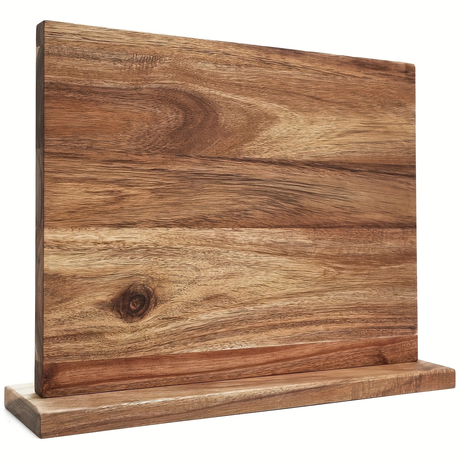 WIEZ Double-Sided Magnetic Acacia Knife Block  Enhanced Magnetic Strip Countertop Organizer for Safe, Space-Saving Storage