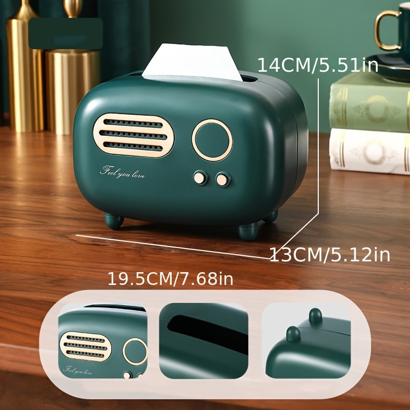 WIEZ Vintage Radio Tissue Box  Creative Retro-Style Dispenser for Kitchens, Bedrooms & Bathroom Spaces