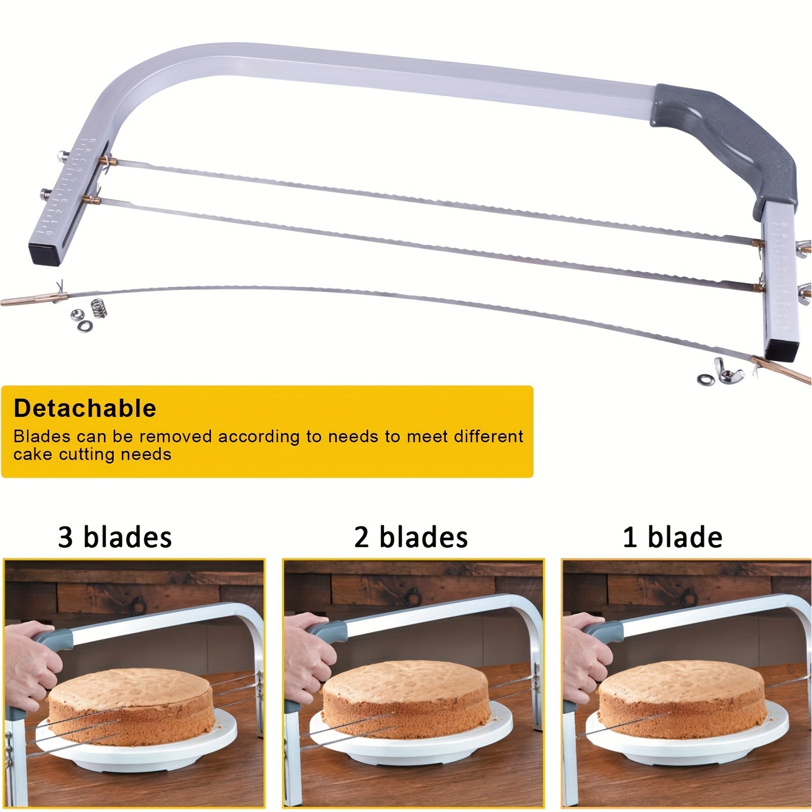 WIEZ Adjustable Stainless Steel Cake Cutter 3-Wire Leveler for Large 20-Inch Cakes and Precision Slicing
