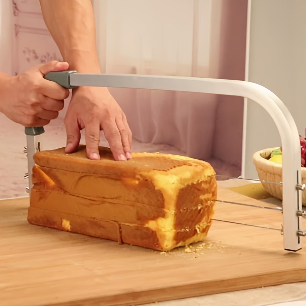 WIEZ Adjustable Stainless Steel Cake Cutter 3-Wire Leveler for Large 20-Inch Cakes and Precision Slicing