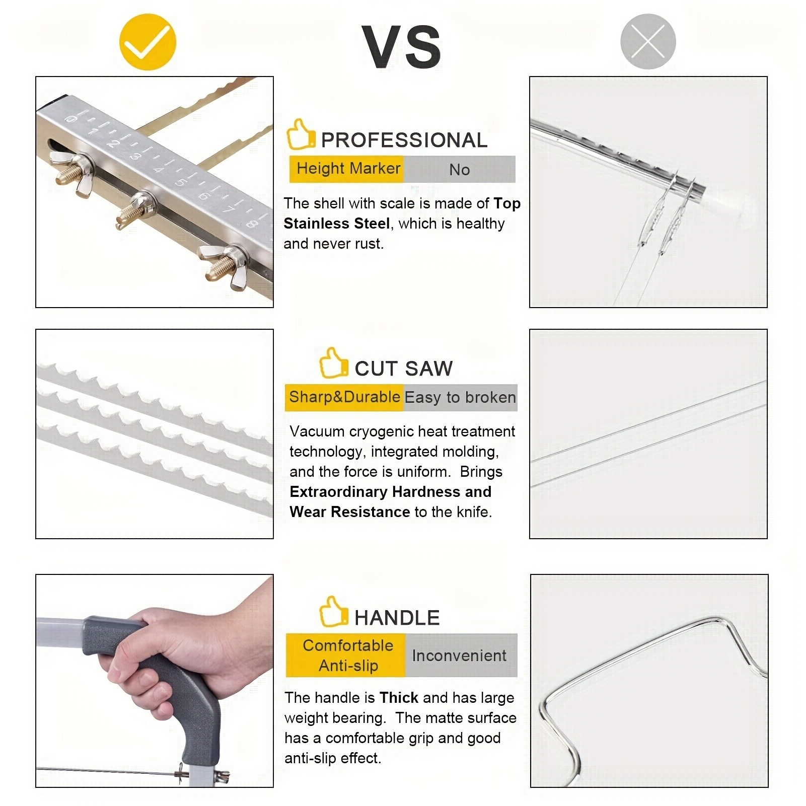 WIEZ Adjustable Stainless Steel Cake Cutter 3-Wire Leveler for Large 20-Inch Cakes and Precision Slicing