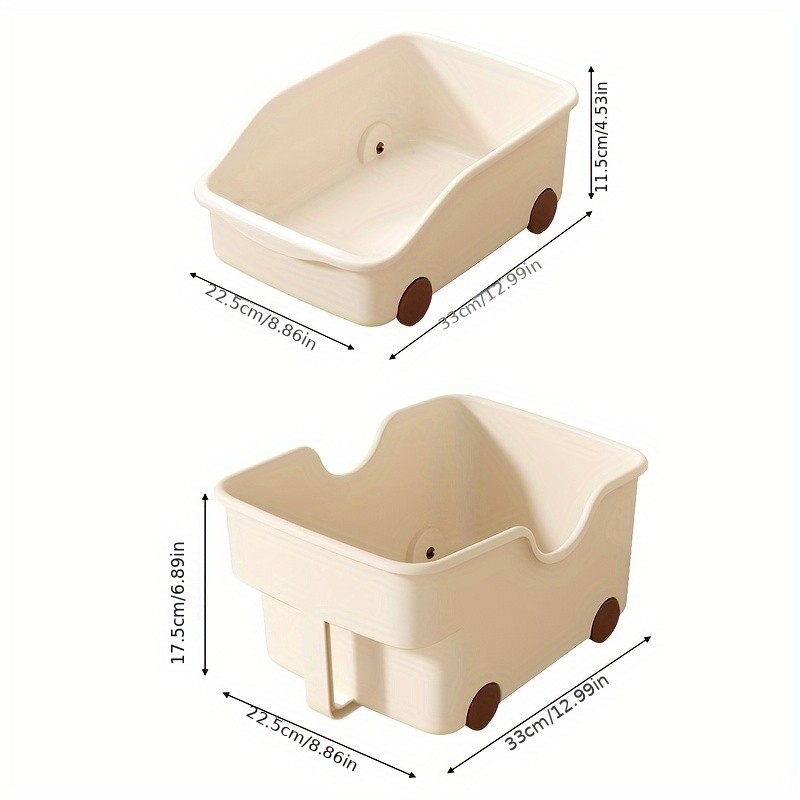 WIEZ Plastic Cabinet Storage Box with Wheels  Durable Rolling Basket with Handle for Space-Saving Kitchen & Wardrobe Organisation