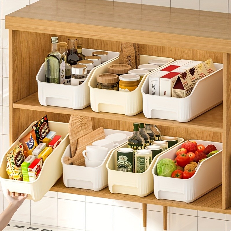 WIEZ 2-Piece Multi-Functional Plastic Storage Box Set  Curved Organiser Baskets for Cleaning Products & Household Essentials