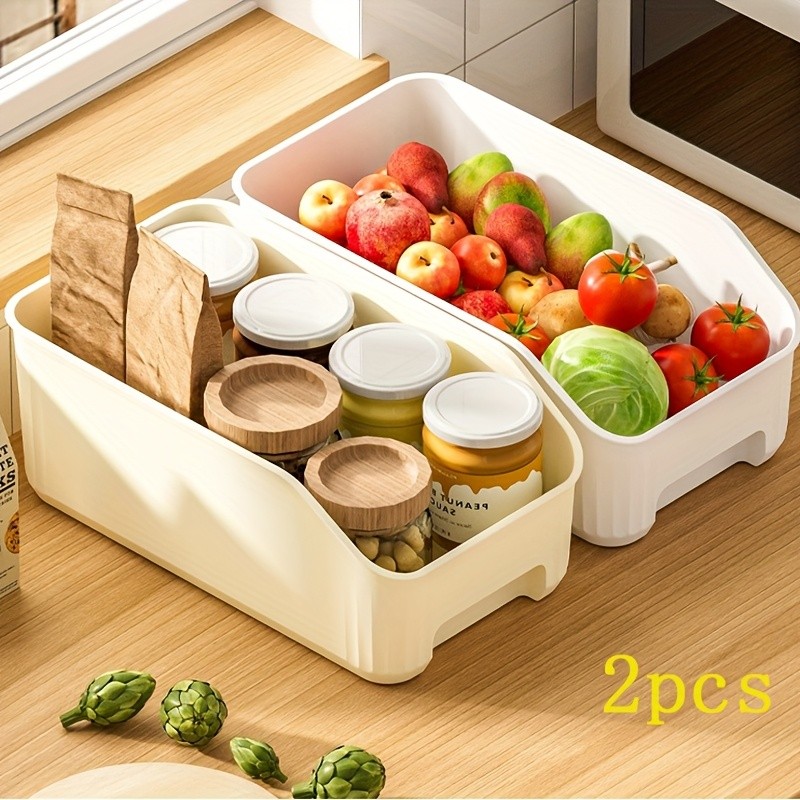 WIEZ 2-Piece Multi-Functional Plastic Storage Box Set  Curved Organiser Baskets for Cleaning Products & Household Essentials