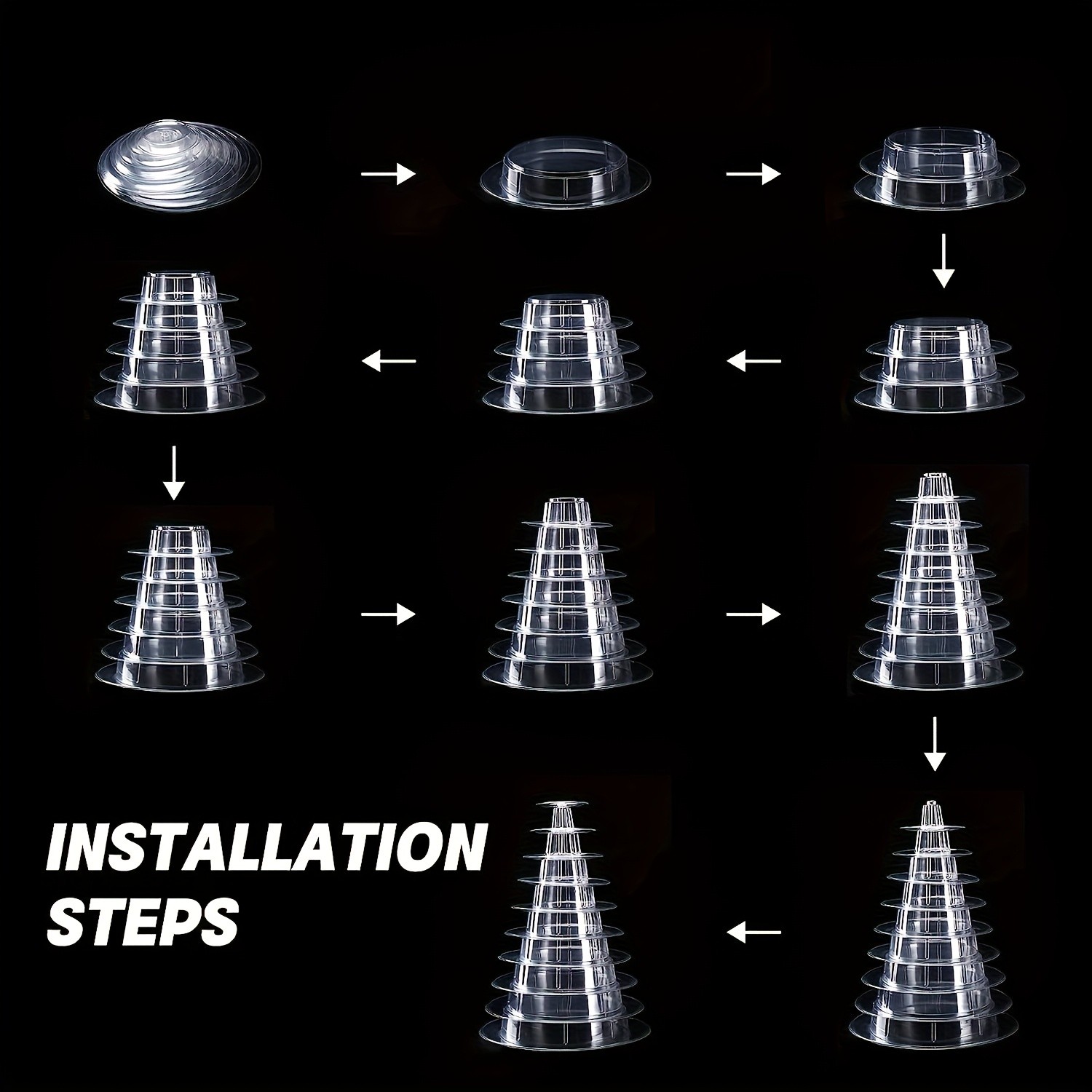 WIEZ Multi-Tier Round Macaron Display Tower  Clear ABS Cake Stand for Weddings, Birthdays & Dessert Showcases