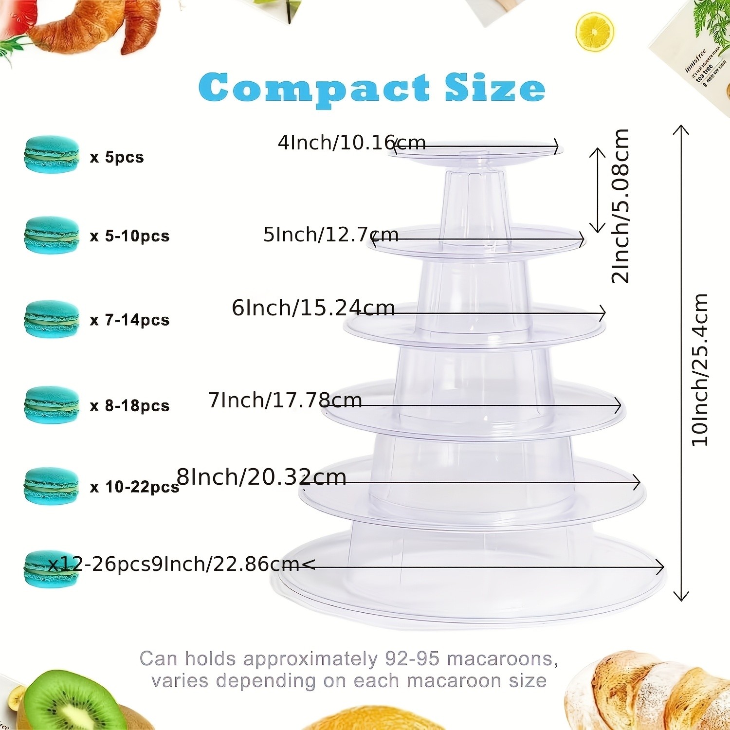 WIEZ Multi-Tier Round Macaron Display Tower  Clear ABS Cake Stand for Weddings, Birthdays & Dessert Showcases