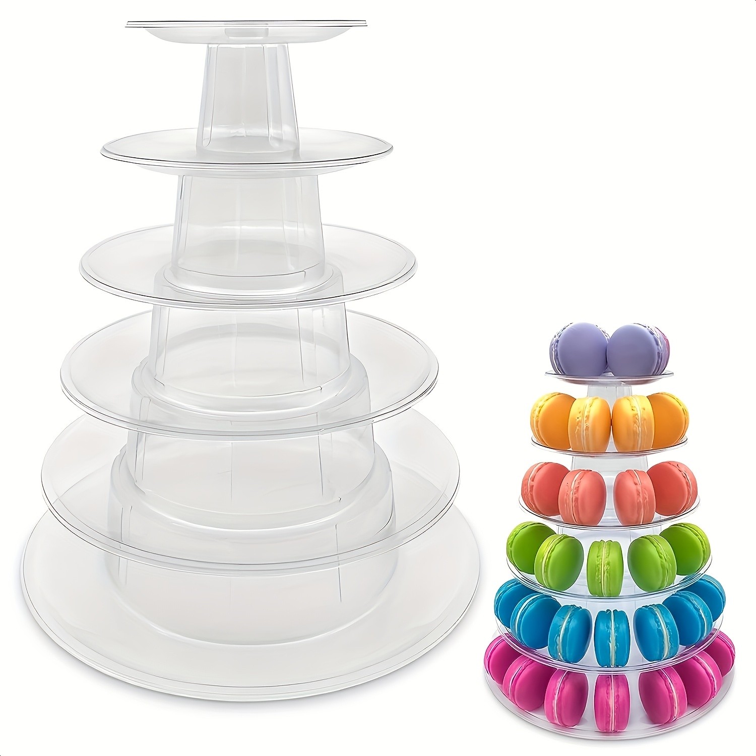 WIEZ Multi-Tier Round Macaron Display Tower  Clear ABS Cake Stand for Weddings, Birthdays & Dessert Showcases
