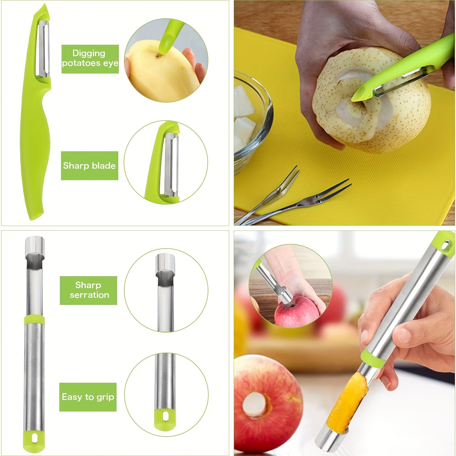 WIEZ 14-Piece Stainless Steel Melon Ball & Fruit Shaping Tool Set  4-in-1 Multi-Function Kit for Creative Fruit & Veg Prep